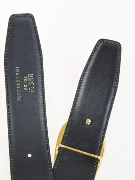 GUCCI G Logo Belt 70/28 Leather Brown Blue GHW Italy 66KC646 main image 8